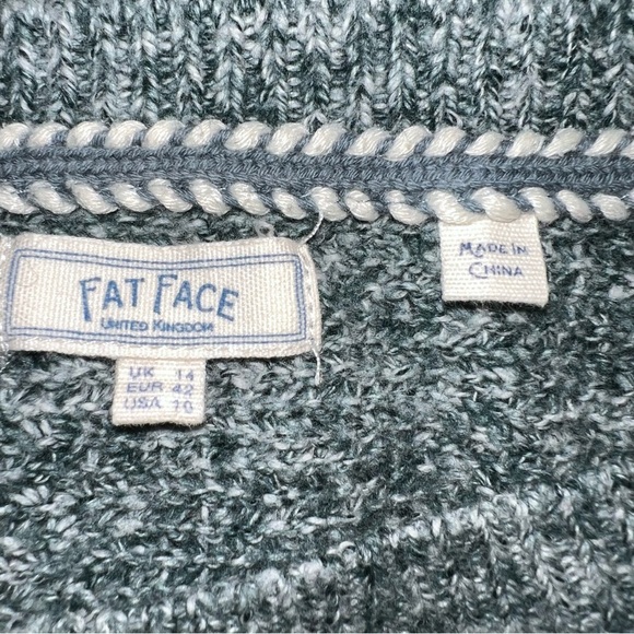 Fat Face Green/Gray Marbled Knit Long Sleeve Crew Neck Sweater - Size 10/Medium - Picture 5 of 7